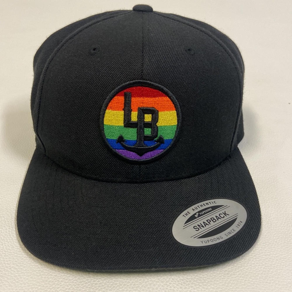 NWT LONG BEACH PRIDE Baseball Hat embroidered, rainbow, Yupoong Snapback UNISEX